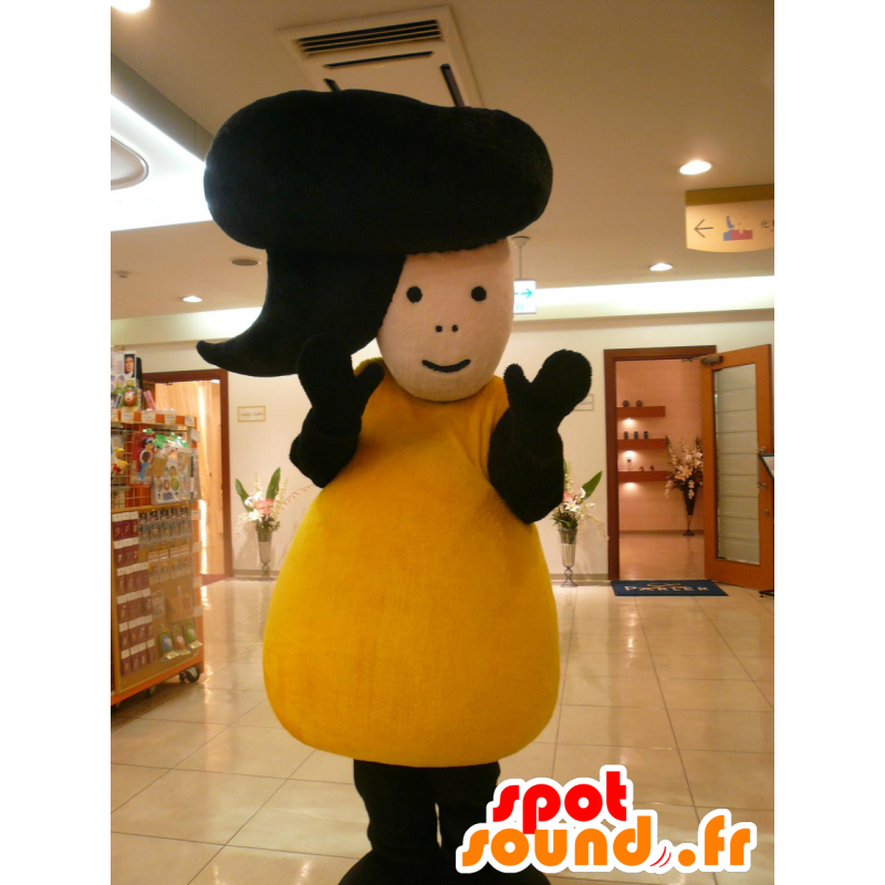 石川くんのマスコット。黄色と黒の雪だるまのマスコット-MASFR28404-日本のゆるキャラのマスコット