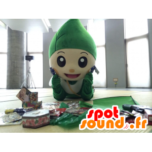 Kæmpe og smilende grøn bladmaskot - Spotsound maskot kostume