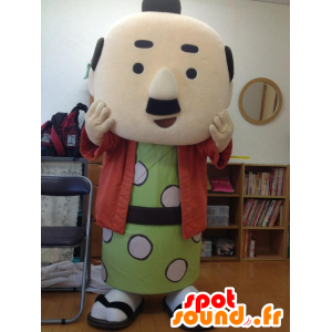 Mascotte baffuto uomo asiatico con un abito verde - MASFR28409 - Yuru-Chara mascotte giapponese