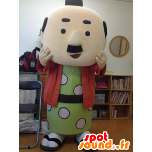 Maskot asiatisk mustachioed mann med en grønn kjole - MASFR28409 - Yuru-Chara japanske Mascots