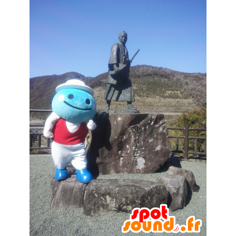 Homem mascote azul, branco e vermelho, todo - MASFR28410 - Yuru-Chara Mascotes japoneses