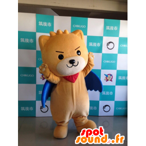πορτοκαλί δαιμονική μασκότ αρκουδάκι με μπλε φτερά - MASFR28412 - Yuru-Χαρά ιαπωνική Μασκότ