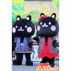 Maskottchen großen schwarzen Katzen und mollig envoutants - MASFR28416 - Yuru-Chara japanischen Maskottchen
