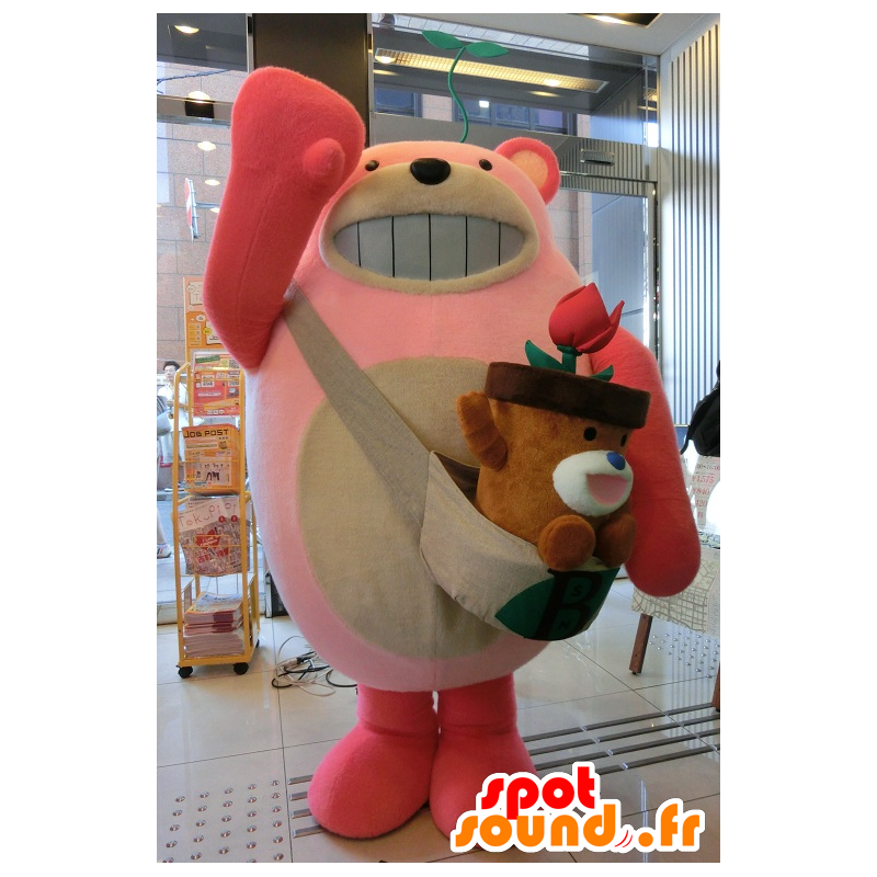 Mascotte de Tanemaki Suki. Mascotte de grand nounours rose - MASFR28418 - Mascottes Yuru-Chara Japonaises