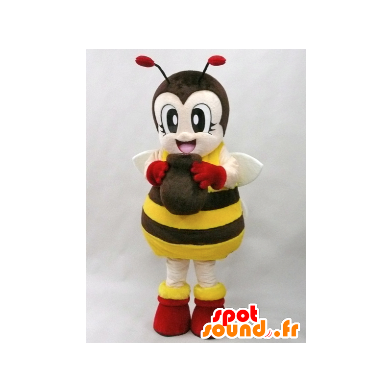 Mascotte de Mitchi. Mascotte d'abeille jaune et marron - MASFR28422 - Mascottes Yuru-Chara Japonaises