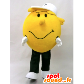 Mascota de Topia Kun. Amarillo mascota de muñeco de nieve, sonriendo - MASFR28424 - Yuru-Chara mascotas japonesas