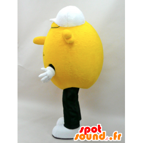 Mascota de Topia Kun. Amarillo mascota de muñeco de nieve, sonriendo - MASFR28424 - Yuru-Chara mascotas japonesas