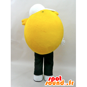 Mascota de Topia Kun. Amarillo mascota de muñeco de nieve, sonriendo - MASFR28424 - Yuru-Chara mascotas japonesas