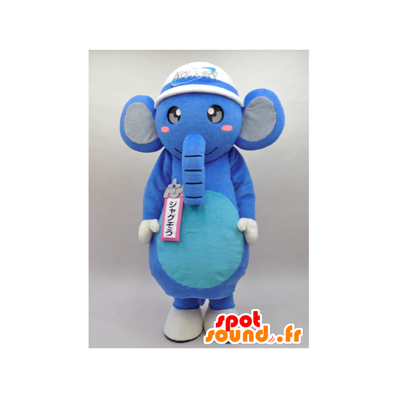 Mascotte d'éléphant bleu, très mignon et réussi - MASFR28426 - Mascottes Yuru-Chara Japonaises