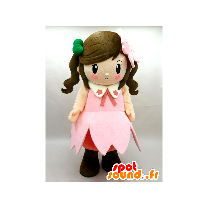 コスミマスコット。ピンクのドレスを着たマスコットの女の子-MASFR28429-日本のゆるキャラのマスコット