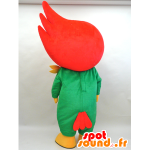 TakaRin maskot. Pojkemaskot med en röd fågel - Spotsound maskot