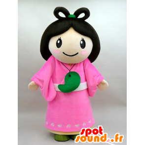 Nuna Maskottchen. Brunette im rosafarbenen Kleid Mascot - MASFR28434 - Yuru-Chara japanischen Maskottchen