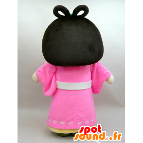Mascotte de Nuna. Mascotte de femme brune en robe rose - MASFR28434 - Mascottes Yuru-Chara Japonaises