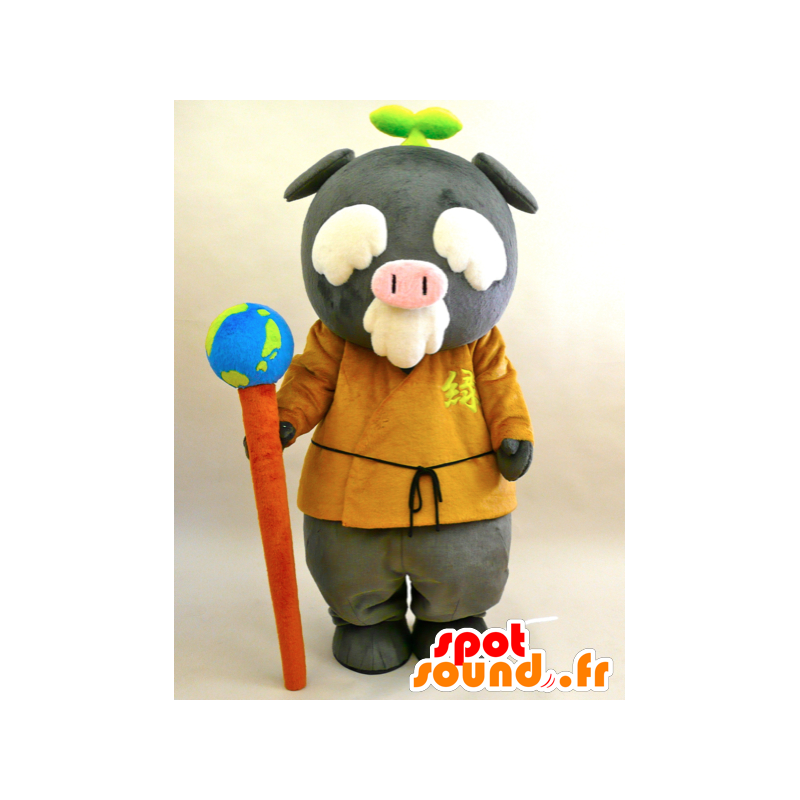 Ecoton Maskottchen. Alter Mann-Maskottchen grauen Guss - MASFR28436 - Yuru-Chara japanischen Maskottchen