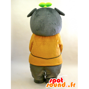 Ecoton mascot. Old man mascot gray pig - MASFR28436 - Yuru-Chara Japanese mascots