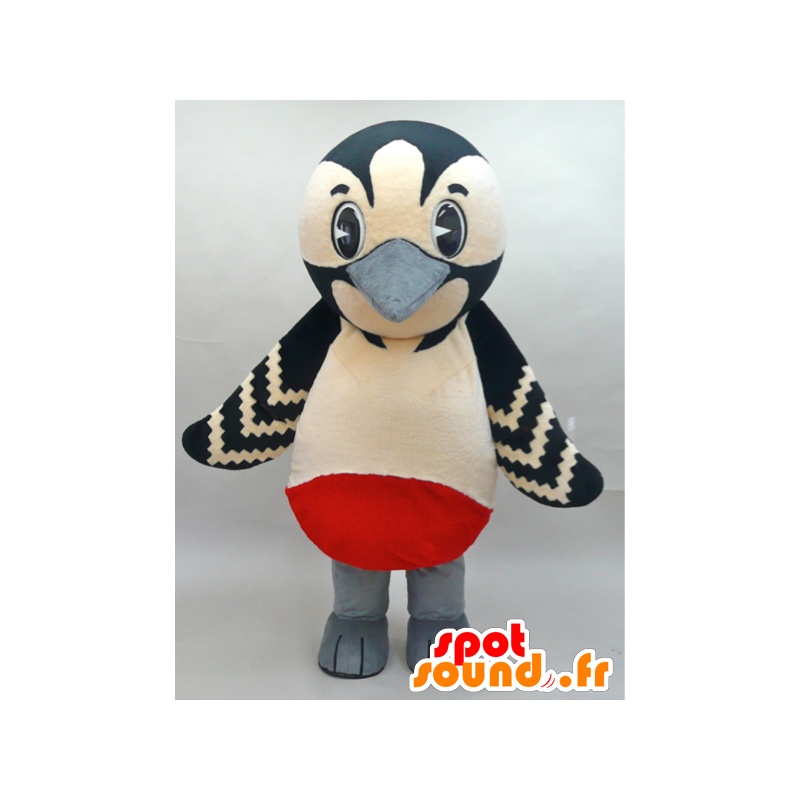 Mascot beige bird, black, red and white - MASFR28437 - Yuru-Chara Japanese mascots