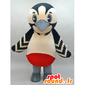 Mascot beige vogel, zwart, rood en wit - MASFR28437 - Yuru-Chara Japanse Mascottes