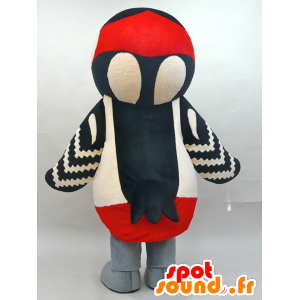Mascotte d'oiseau beige, noir, rouge et blanc - MASFR28437 - Mascottes Yuru-Chara Japonaises