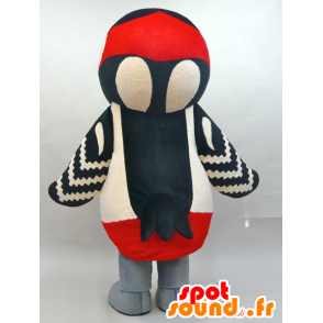 Mascot beige Vogel, schwarz, rot und weiß - MASFR28437 - Yuru-Chara japanischen Maskottchen