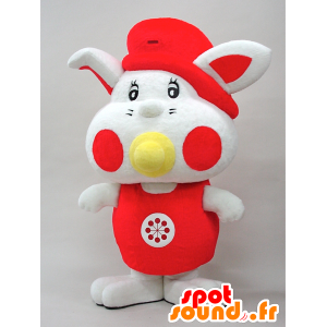 Mascot Yottan. Baby van mascotte rood en wit konijn - MASFR28442 - Yuru-Chara Japanse Mascottes