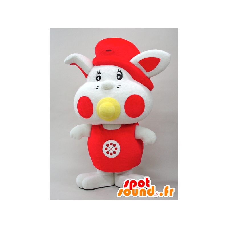 Mascot Yottan. Baby van mascotte rood en wit konijn - MASFR28442 - Yuru-Chara Japanse Mascottes