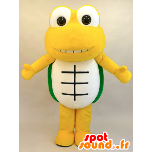 Keltainen kilpikonna maskotti, vihreä ja valkoinen, erittäin onnistunut - MASFR28444 - Mascottes Yuru-Chara Japonaises