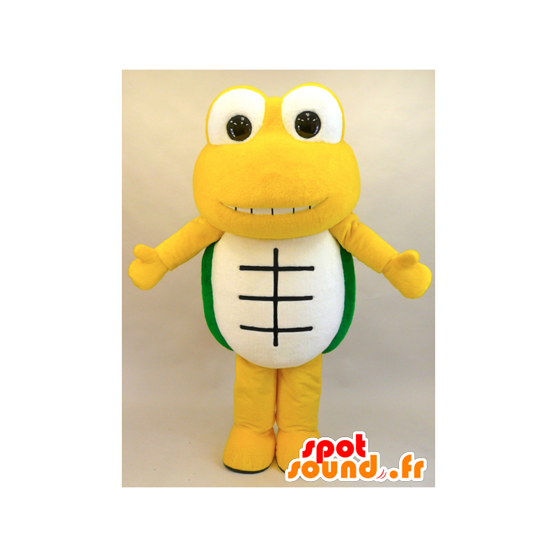 κίτρινο μασκότ χελώνα, πράσινο και λευκό, με μεγάλη επιτυχία - MASFR28444 - Yuru-Χαρά ιαπωνική Μασκότ