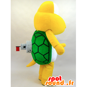 Geel schildpad mascotte, groen en wit, zeer succesvol - MASFR28444 - Yuru-Chara Japanse Mascottes