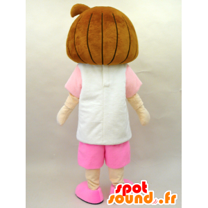 Hana-chan Maskottchen. Mascotte Mädchen in rosa gekleidet - MASFR28445 - Yuru-Chara japanischen Maskottchen