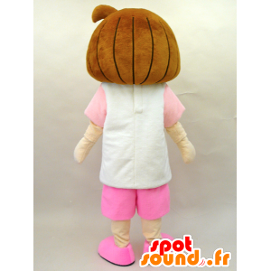 Hana-chan mascot. Mascotte girl dressed in pink - MASFR28445 - Yuru-Chara Japanese mascots