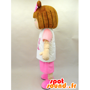 Hana-chan Maskottchen. Mascotte Mädchen in rosa gekleidet - MASFR28445 - Yuru-Chara japanischen Maskottchen