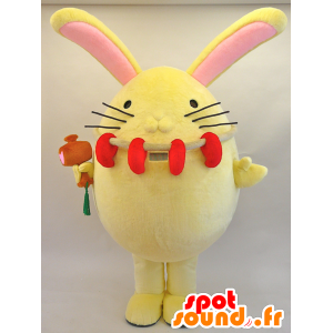 Mascota Enmaru. Gran mascota conejo amarillo y rosa - MASFR28446 - Yuru-Chara mascotas japonesas