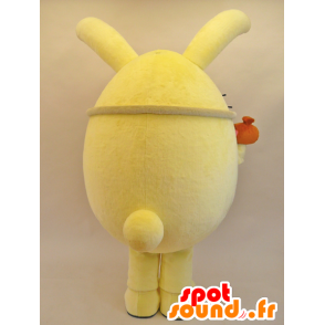 Enmaru mascotte. Grande mascotte coniglio giallo e rosa - MASFR28446 - Yuru-Chara mascotte giapponese