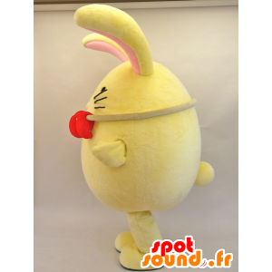円丸のマスコット。大きな黄色とピンクのウサギのマスコット-MASFR28446-日本のゆるキャラのマスコット