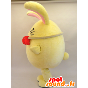 Enmaru mascot. Large rabbit mascot yellow and pink - MASFR28446 - Yuru-Chara Japanese mascots