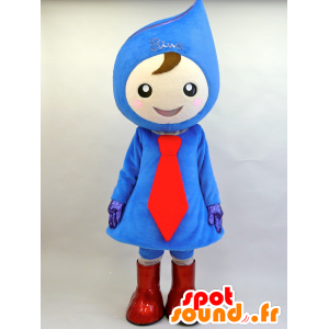 Mascotte de bonhomme bleu et rouge en forme de goutte - MASFR28447 - Mascottes Yuru-Chara Japonaises