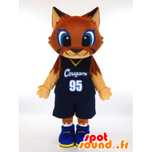 Mascot Ku-u. Brown cat mascot holding basketball - MASFR28449 - Yuru-Chara Japanese mascots