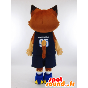 Maskottchen-Ku-u. Brown-Katze-Maskottchen hält Basketball - MASFR28449 - Yuru-Chara japanischen Maskottchen