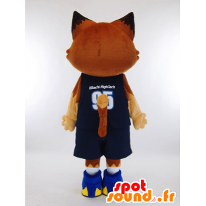 Maskotti Ku-u. ruskea kissa maskotti tilalla koripallo - MASFR28449 - Mascottes Yuru-Chara Japonaises