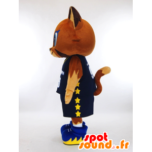 Ku-u maskot. Brun kat maskot i basketball outfit - Spotsound