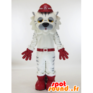 Mascot hvit og grå tiger sliten - MASFR28451 - Yuru-Chara japanske Mascots