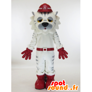 Mascotte bianco e grigio tigre stanco - MASFR28451 - Yuru-Chara mascotte giapponese