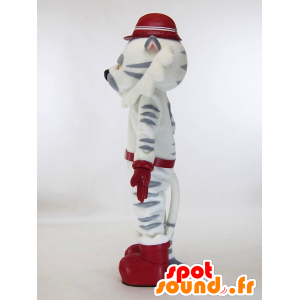 Mascot white and gray tiger tired - MASFR28451 - Yuru-Chara Japanese mascots