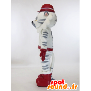 Mascotte bianco e grigio tigre stanco - MASFR28451 - Yuru-Chara mascotte giapponese