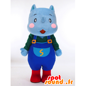 Mascot Sai-kun. Blue hippo mascot overalls - MASFR28452 - Yuru-Chara Japanese mascots