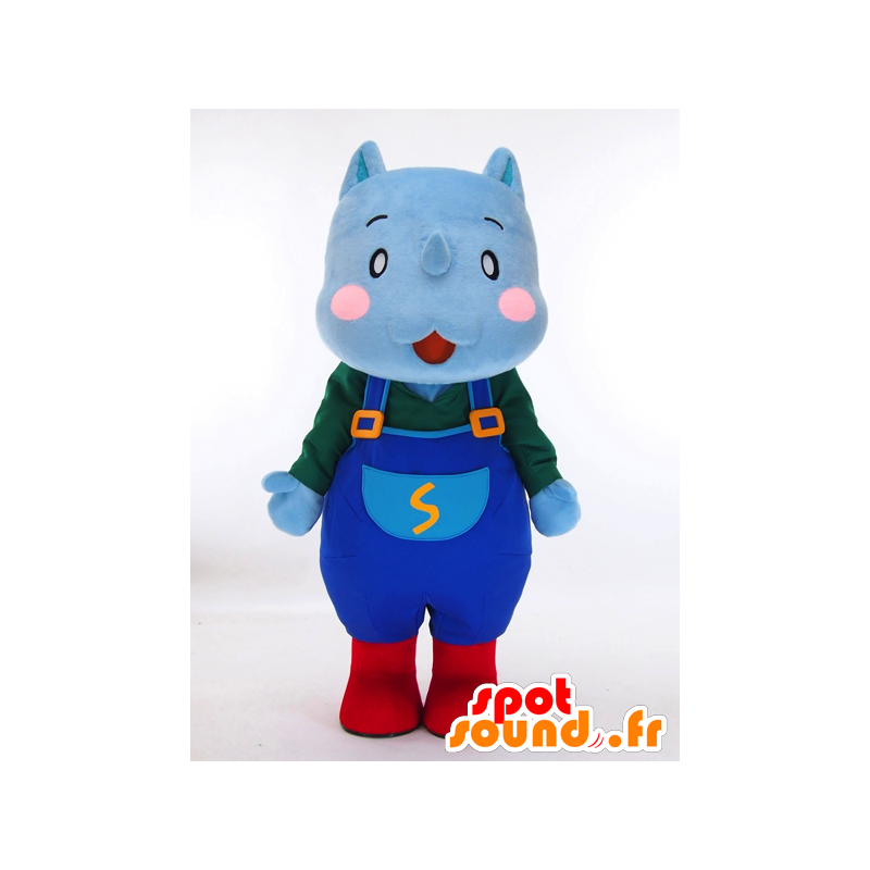 Mascot Sai-kun. Blue Hippo Mascot overalls - MASFR28452 - Yuru-Chara Japanse Mascottes