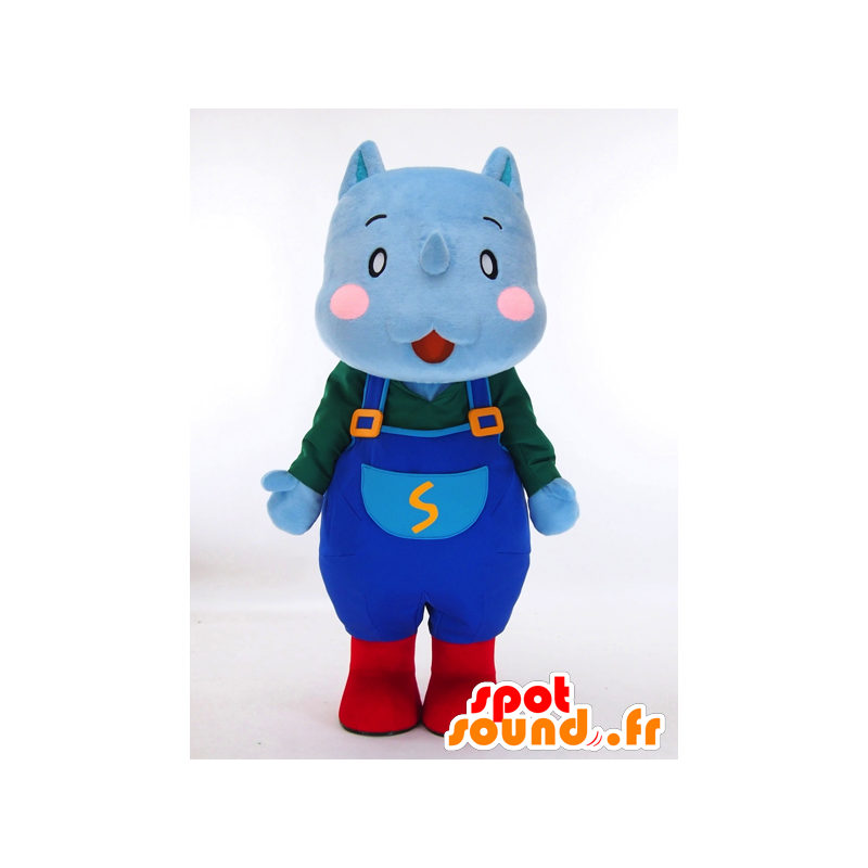 Mascot Sai-kun. Blå Hippo Mascot kjeledress - MASFR28452 - Yuru-Chara japanske Mascots