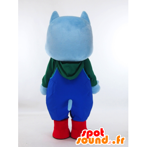 Maskottchen-Sai-Kun. Blaues Flusspferd-Maskottchen Overalls - MASFR28452 - Yuru-Chara japanischen Maskottchen