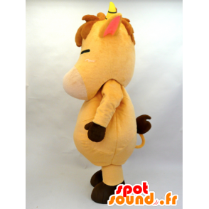 Bruin paard mascotte, veulen met horens - MASFR28456 - Yuru-Chara Japanse Mascottes