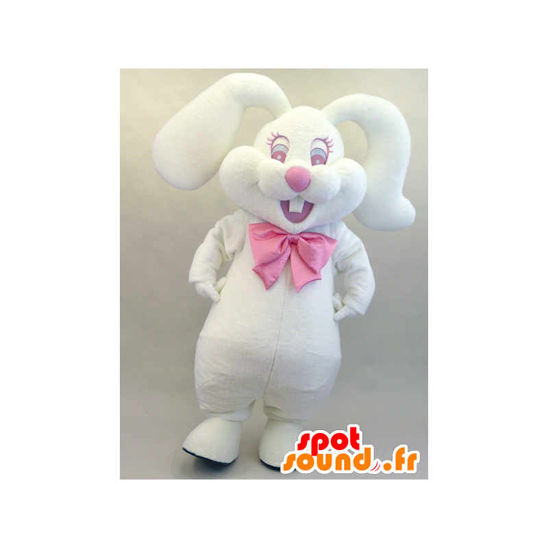 Mascot Rippyi. Mascot hvit og rosa bunny myk - MASFR28457 - Yuru-Chara japanske Mascots